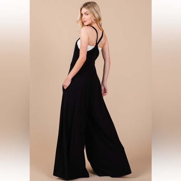 Solid Wide Leg Knit Jumpsuit - Picture 5 of 5
